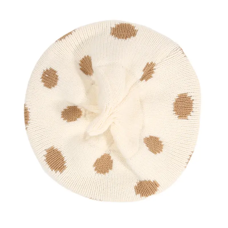 Autumn Winter Baby Beret Dot Boys and Girls Knitted Hat Outdoor Warm Crochet Beanies Cap Outdoor Fashion Kids Hat Head Cover