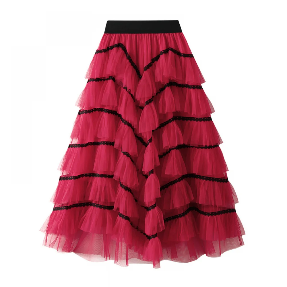 thumbnail image 1 of Falda tutú larga transparente para mujer, falda midi de malla de tul en capas, falda de baile de varias capas para vacaciones, falda suelta de color pastel para fiesta de Halloween, 1 of 5