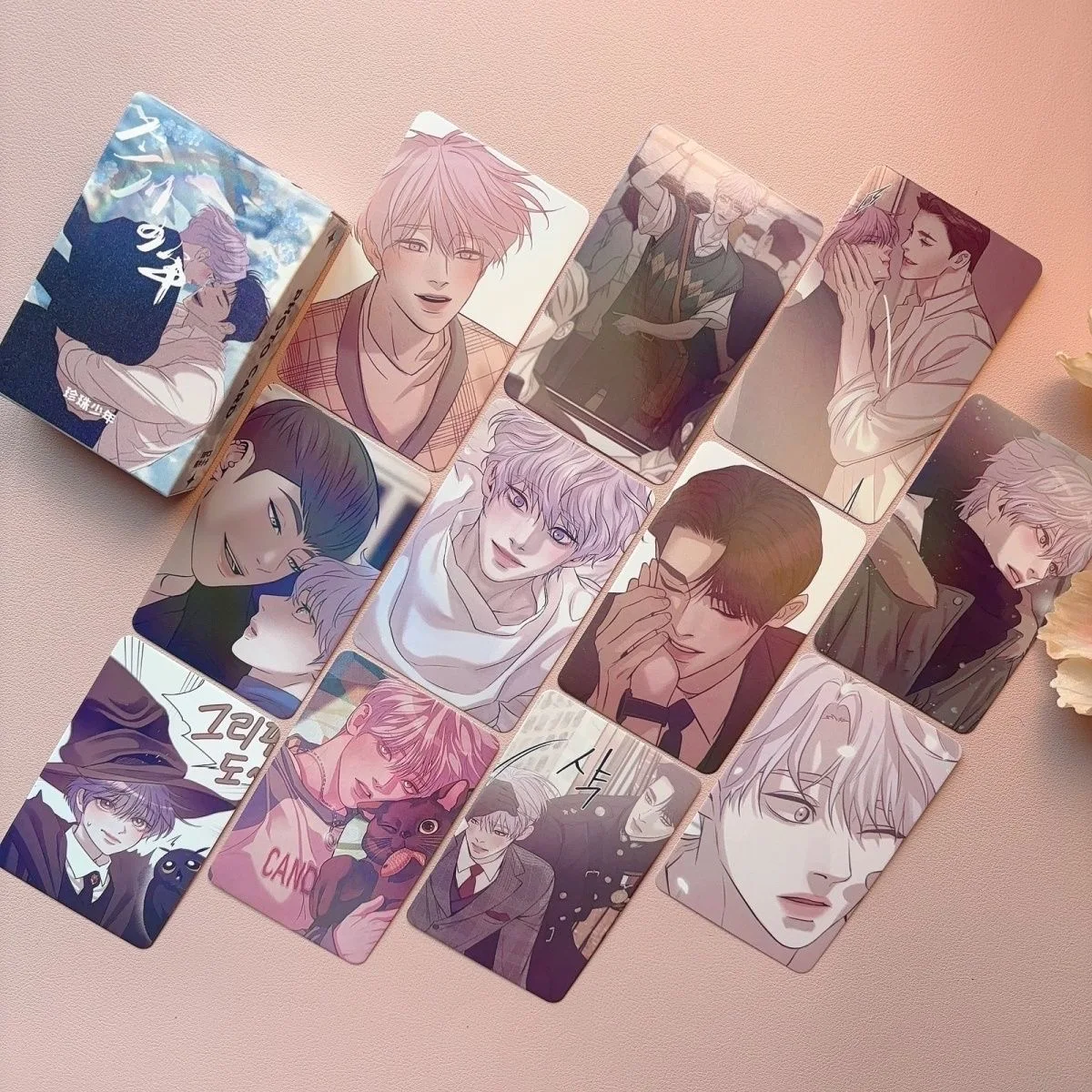 55 Pcs/Set Korean Manhwa Shell Pearl Boy Laser Lomo Card Jooha Dooshik Comic Characters HD Photocard Cosplay Gift kpop photo cards comics photo cards manga photo cards photo cards