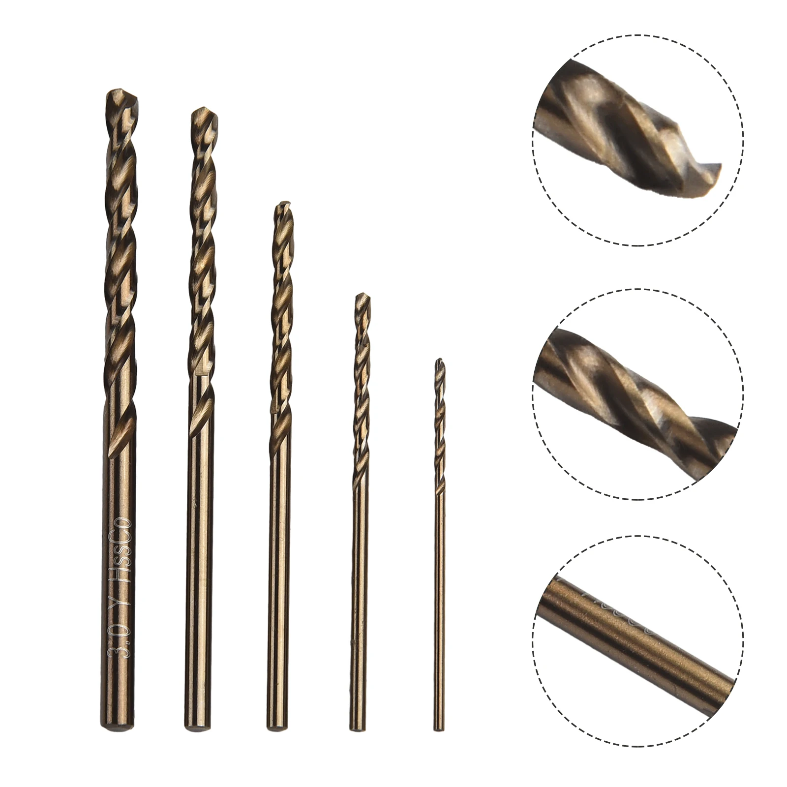 

Premium HSS M35 Cobalt Drill Bit Set, 5pcs 1mm 1 5mm 2mm 2 5mm 3mm, Ideal for Stainless Steel Drilling, Long lasting Durability