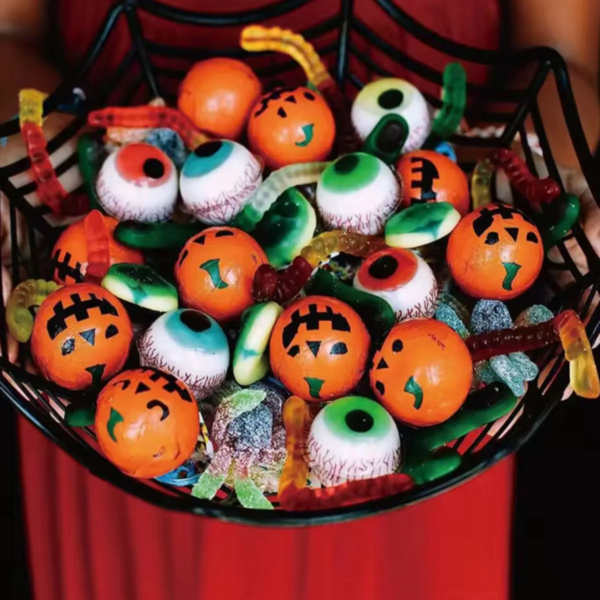1pc-Halloween Candy Basket Spider Web Bowl Cookies Fruit Basket Trick or Treating Decorating Halloween