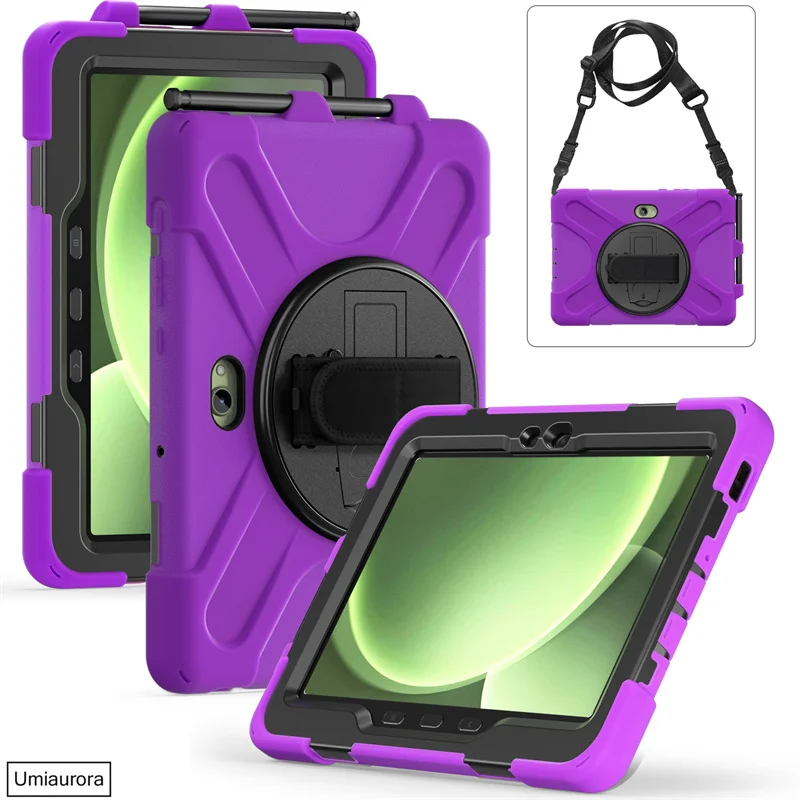 Shockproof Rugged Tablet Case with Hand and Shoulder Strap - Stand Feature Included