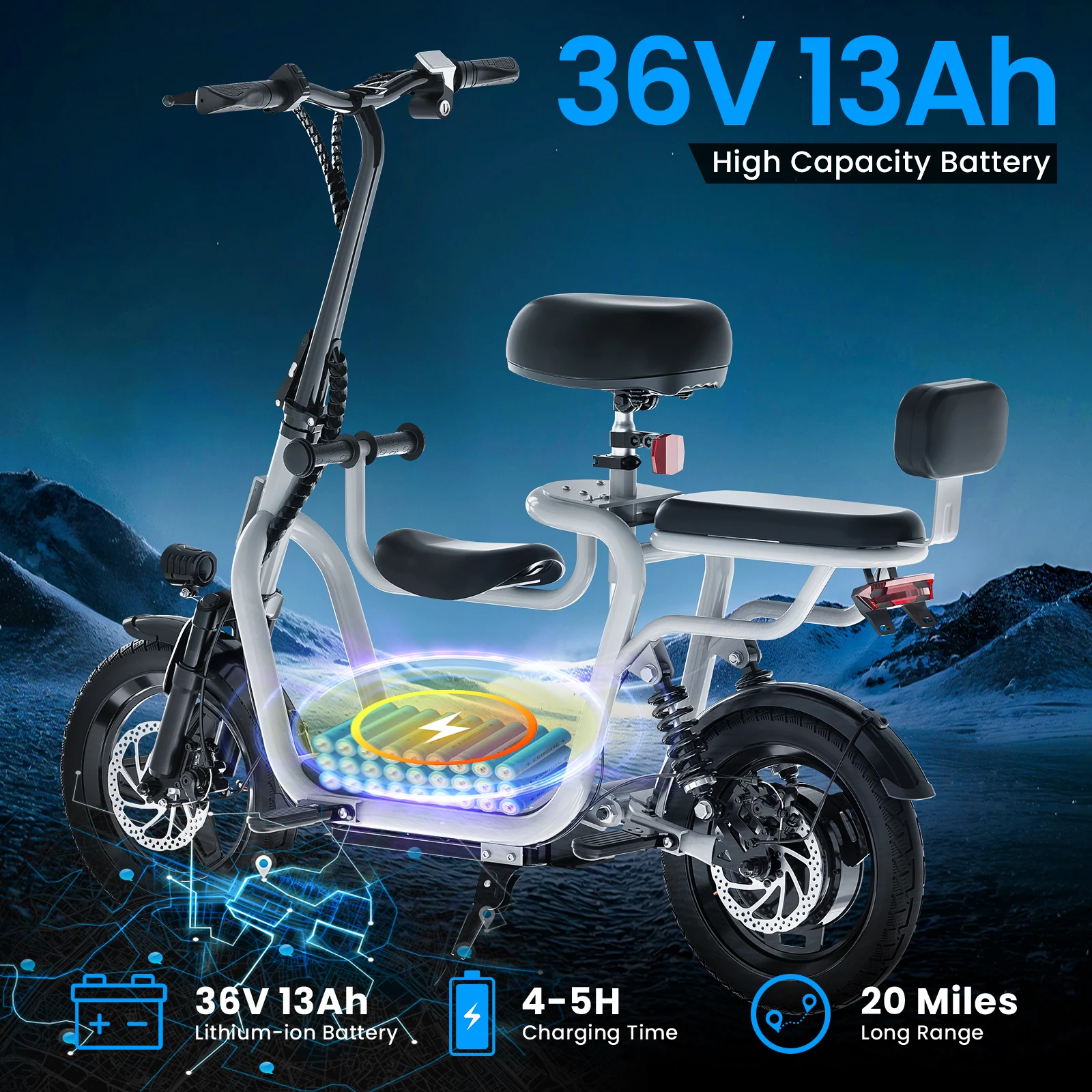 Electric Scooter with Seat for Adult 3