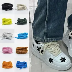 1Pair Round Linen Shoelaces for Sneakers Decoration Accessories Suitable Board Shoes Cotton Shoe Laces Shoe Rope