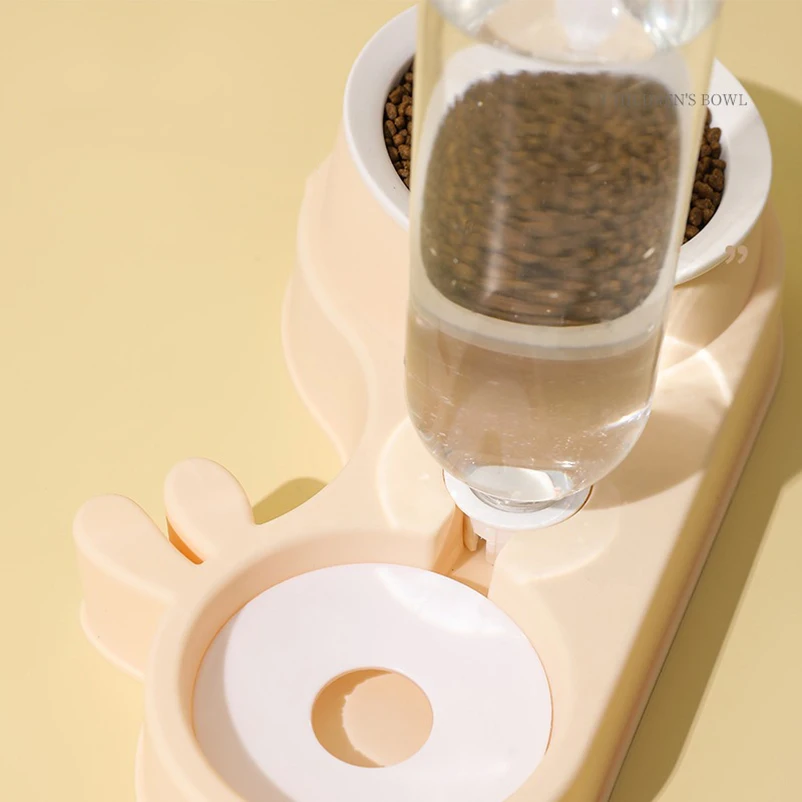 Title 2, New cute rabbit ear bowl Cat automatic water di...