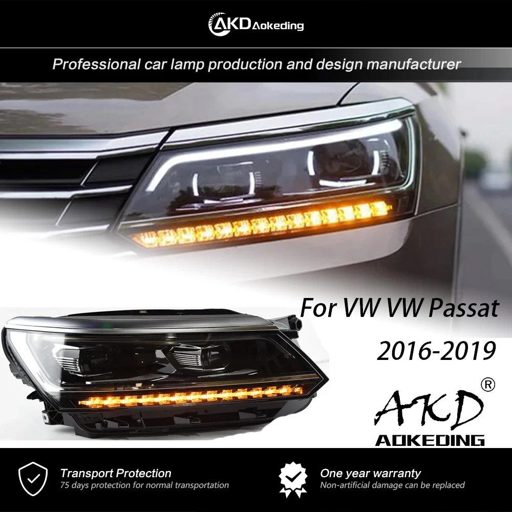 

AKD передняя лампа для VW Passat B8 фары 2016-2019 Passat US версия фонарь DRL Hid ангельские глазки Биксеноновые аксессуары 2 шт.