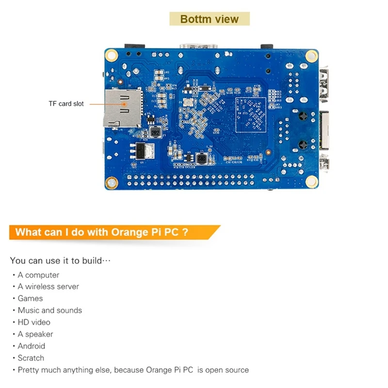 Orange Pi PC Arm   H3 1GB DDR3 4 ھ 1.6G  ҽ  ȵ̵4.4,  