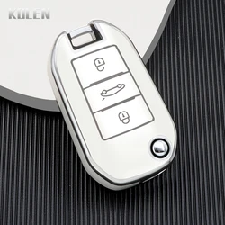 Enhanced TPU Car Flip Key Case Cover Shell - Premium Accessory (A Silver White)