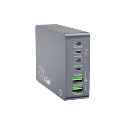 6 - Port 220W GaN Desktop Charger with PD 100W and QC 3.0 Fast Charging Technology - Charge (AU)