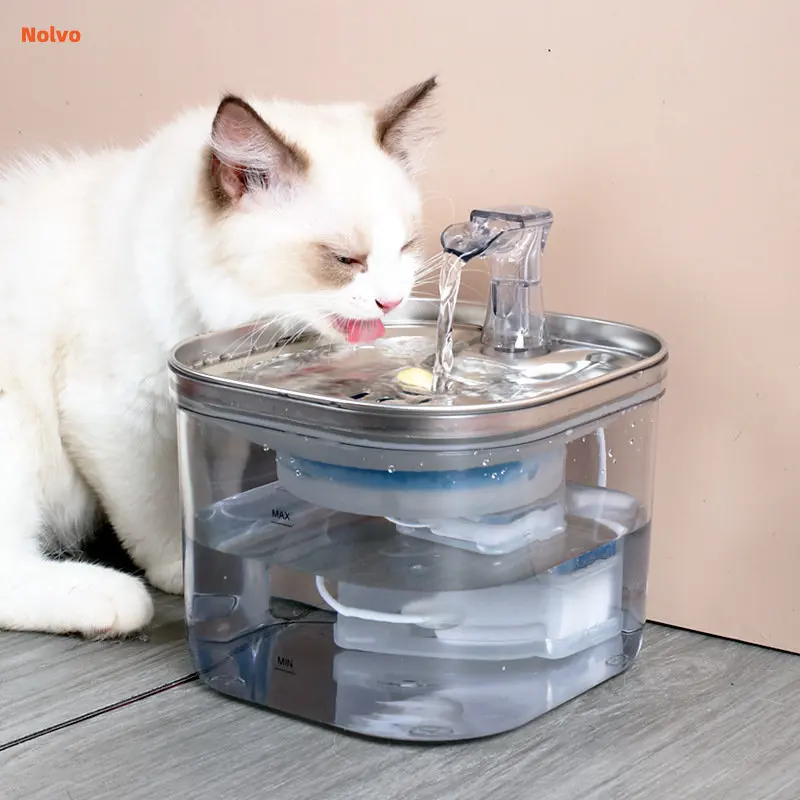 2L Large Capacity Smart Pets Water Dispenser Auto Drinking Fountain Filters Automatic Cat Water Fountain Filter With Faucet