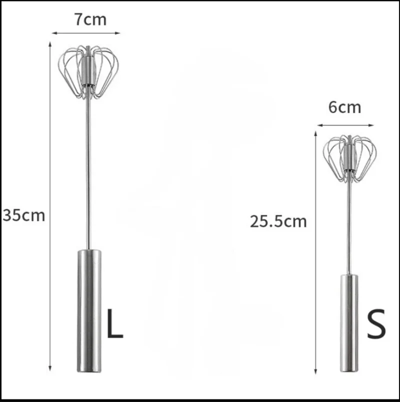 Egg Beater Semi Automatic Mixer Stainless Steel Manual Hand Self-Turning