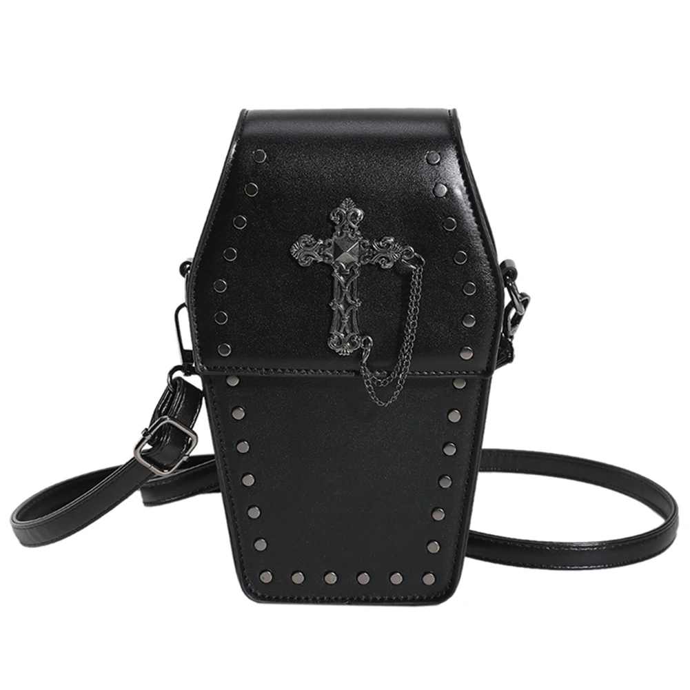 Gothic Crossbody Bags for Women Halloween Coffin Shoulder Bag Coin Purse Y2K Messenger Cell Phone Bag Novelty Halloween Gift