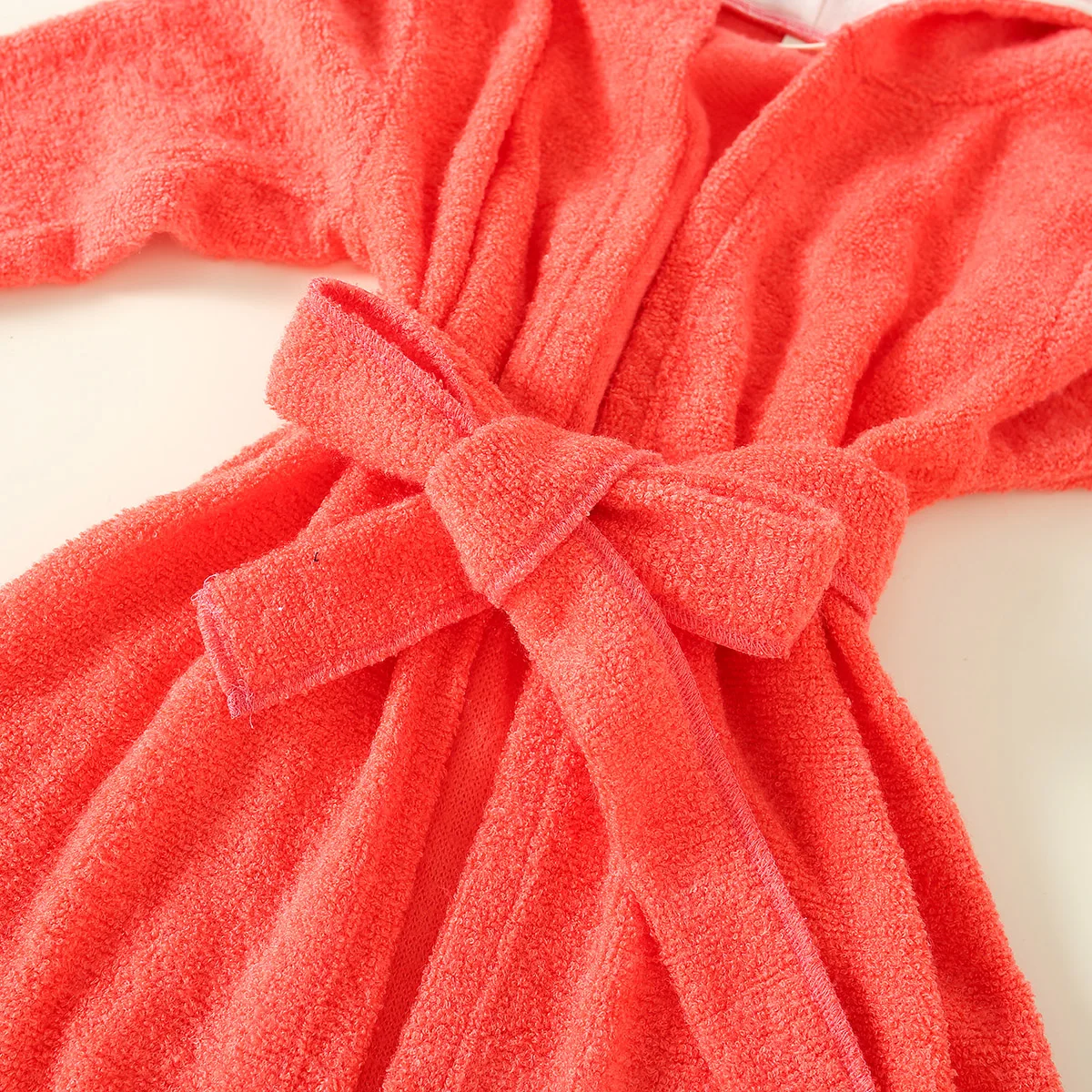Kids Pajamas Set Toddler Girl Bear Animal Shape Furry Long-Sleeved Lace-Up Warm Winter Nightgown