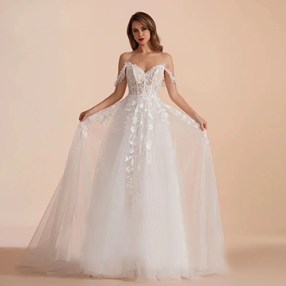 

Adorza A-line Wedding Dresses For Woman Gorgeous Stunning Appliques Lace Off The Shoulder Tulle váy cưới Vestidos De Novia 2024