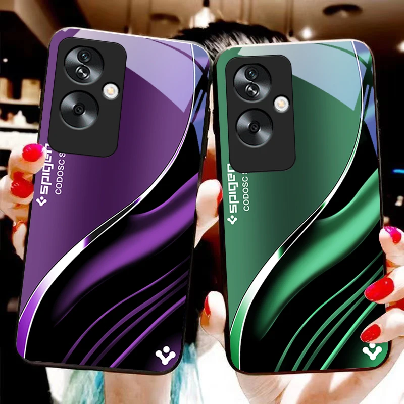 Deep Blue Fashion Tempered Glass Black Phone Case