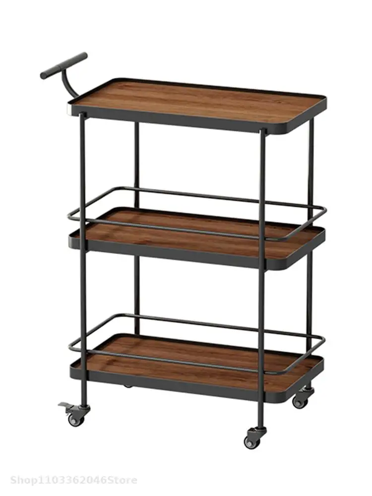 Hotel Restaurant Upscale Wine Cart Three-layer Trolley Cake Tea Cart Home Mobile Food