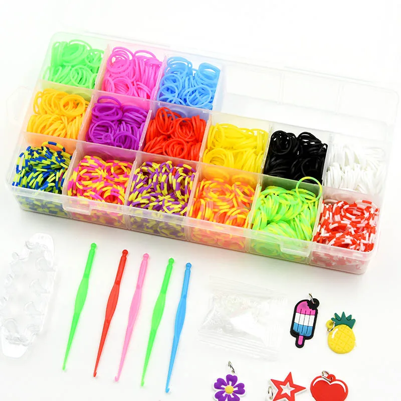 1 set/box Rubber Loom Band Bracelet Kit Colorful Beads&Tool Set for DIY  Jewery Making Girls Friendship Bracelets Christmas Gifts