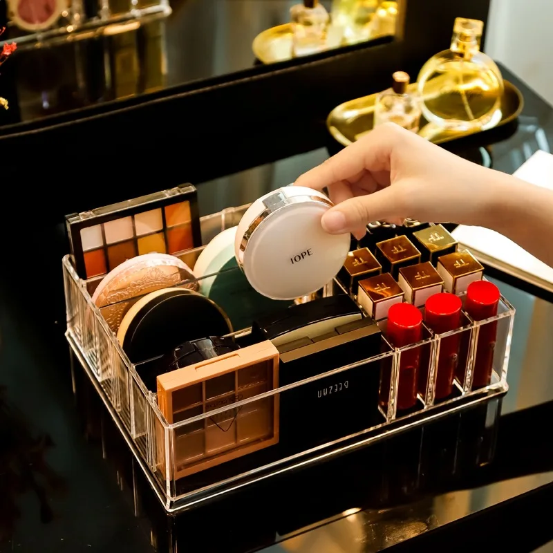 Large 8girds Makeup Holder Eyeshadow Palette Storage Organizer Cosmetic Case 2in1 Desktop Drawer Storage Box Lipstick Holder
