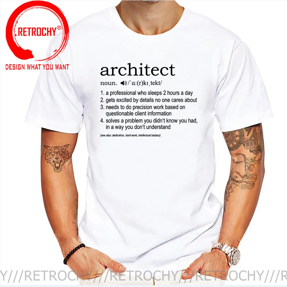 Architect Definition T-Shirt Men Funny Architect T Shirt For Architects Casual Apparel Funny Oversized Tees Harajuku Mens Tshirt