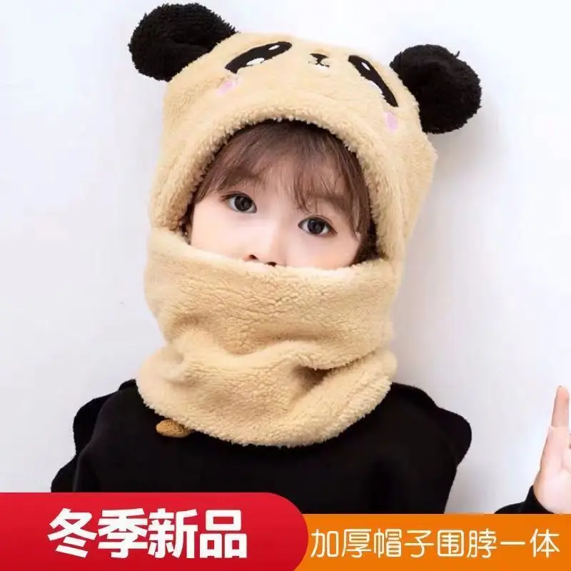 Winter Boys Girls Cute Hat Scarf Set 2 Pieces Keep Warm Windproof Bear Shape Funny Winter Caps New