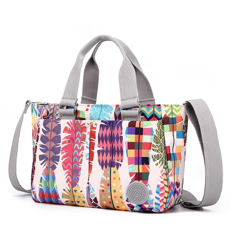 

Женские сумки из ткани Оксфорд, милые Брендовые повседневные водонепроницаемые нейлоновые мессенджеры с цветами, модные однотонные пакеты