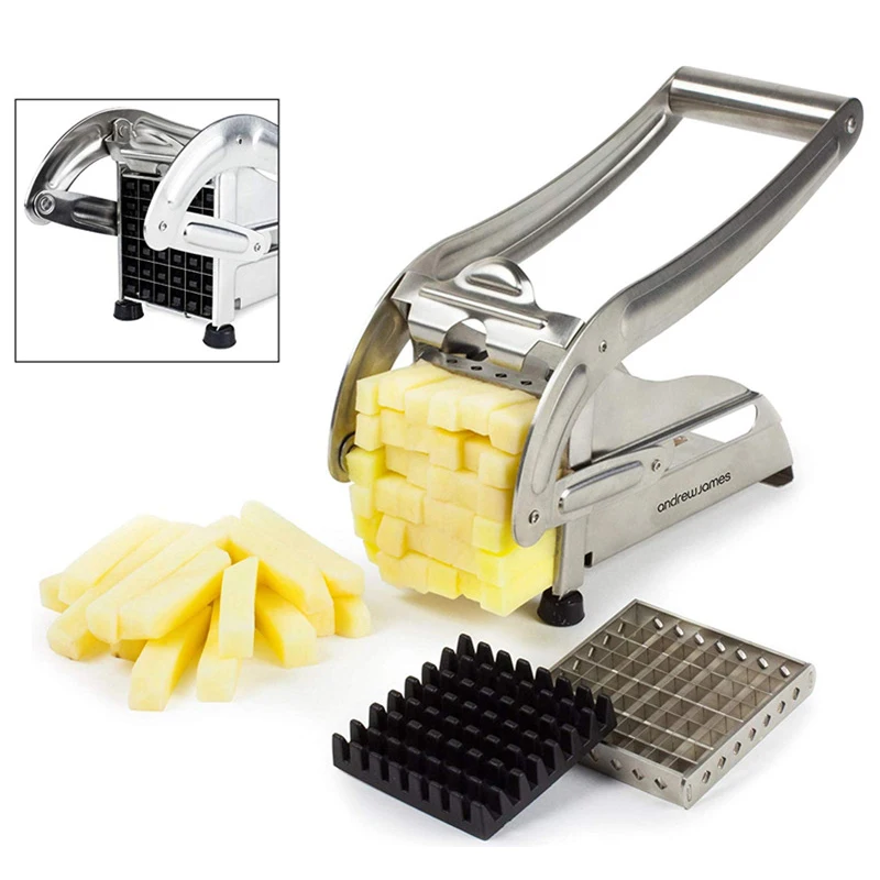 Picadora comercial de patatas, máquina para hacer papas fritas a mano,  cortador de patatas fritas con cuchillas de acero inoxidable 304 de tamaño  1/4