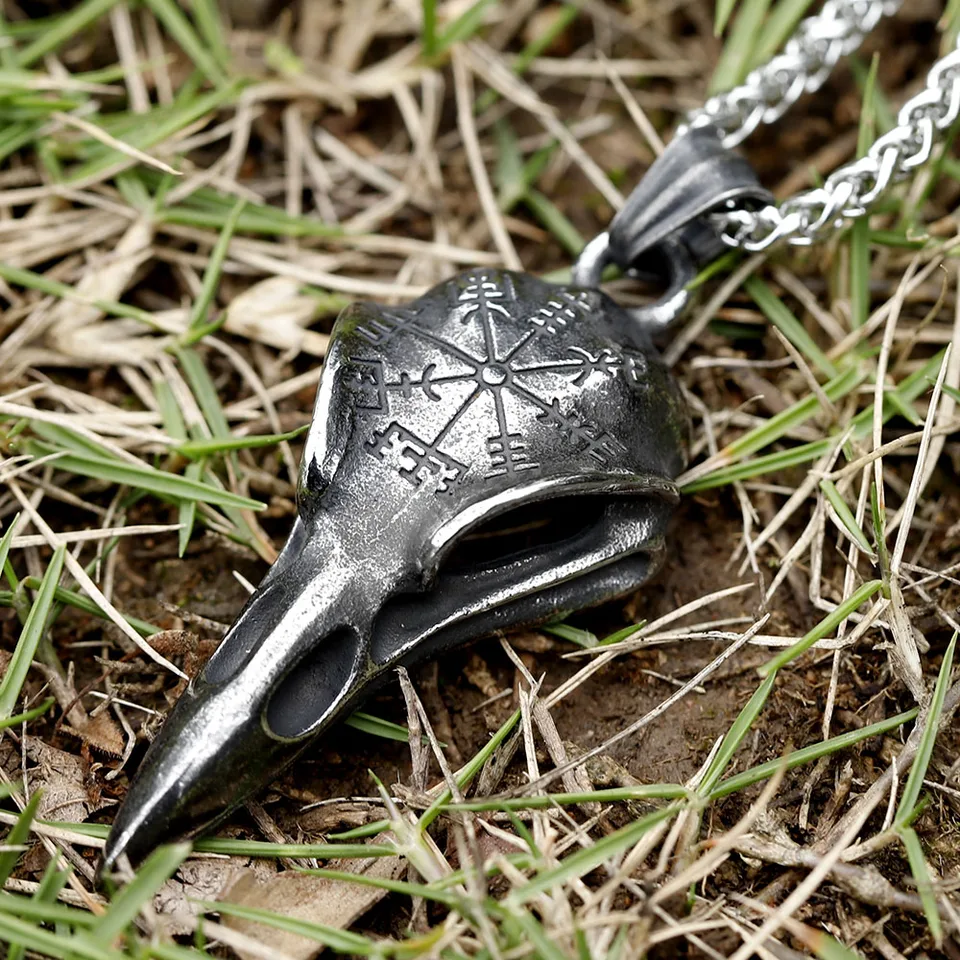 2023 New Fashion Viking amuleto pendente corvo testa e Vegvisir per uomo gioielli in acciaio inossidabile per regalo spedizione gratua  36