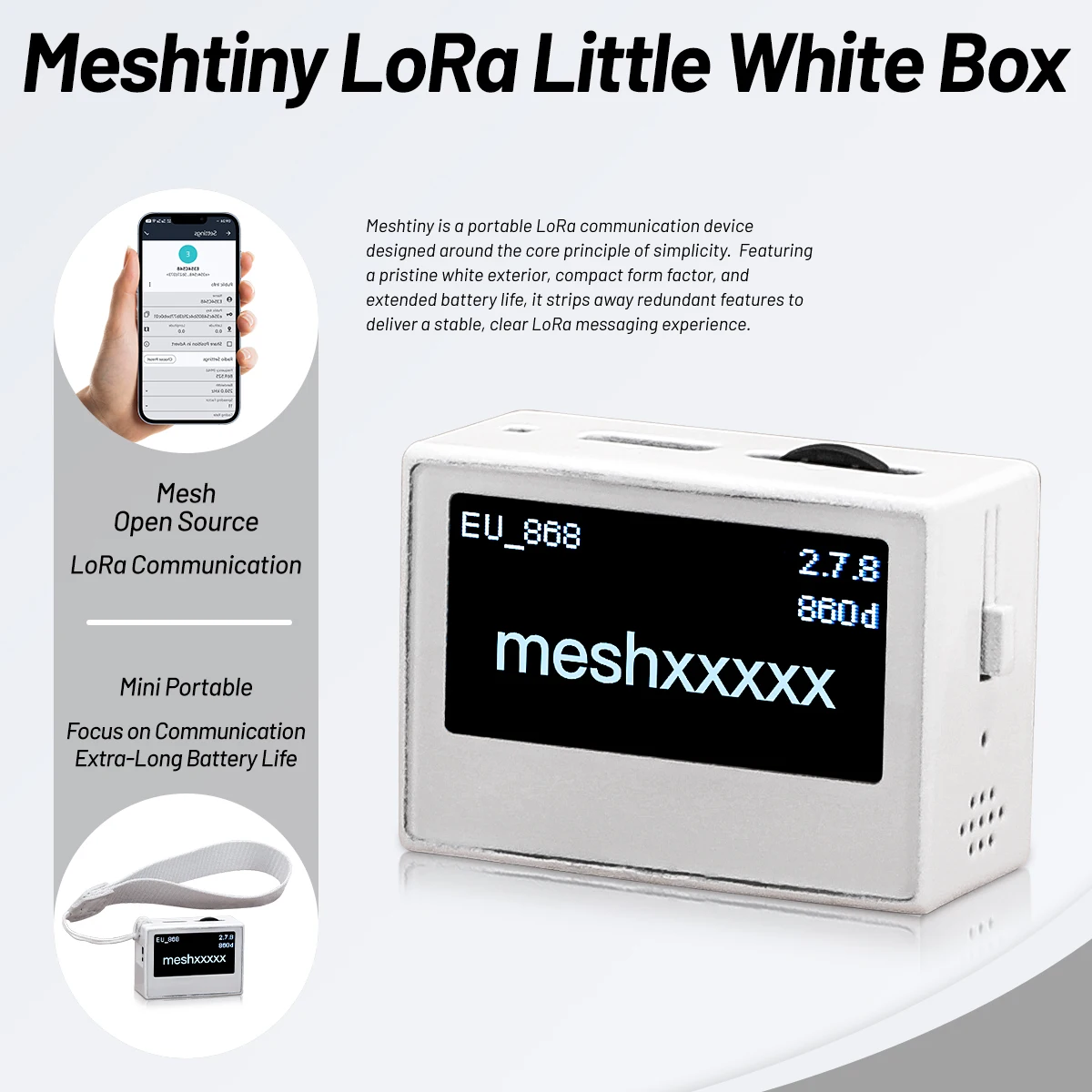 Meshtiny Mini Mesh LoRa Node Built in Battery OLED Display nRF52840 SX1262 LoRa