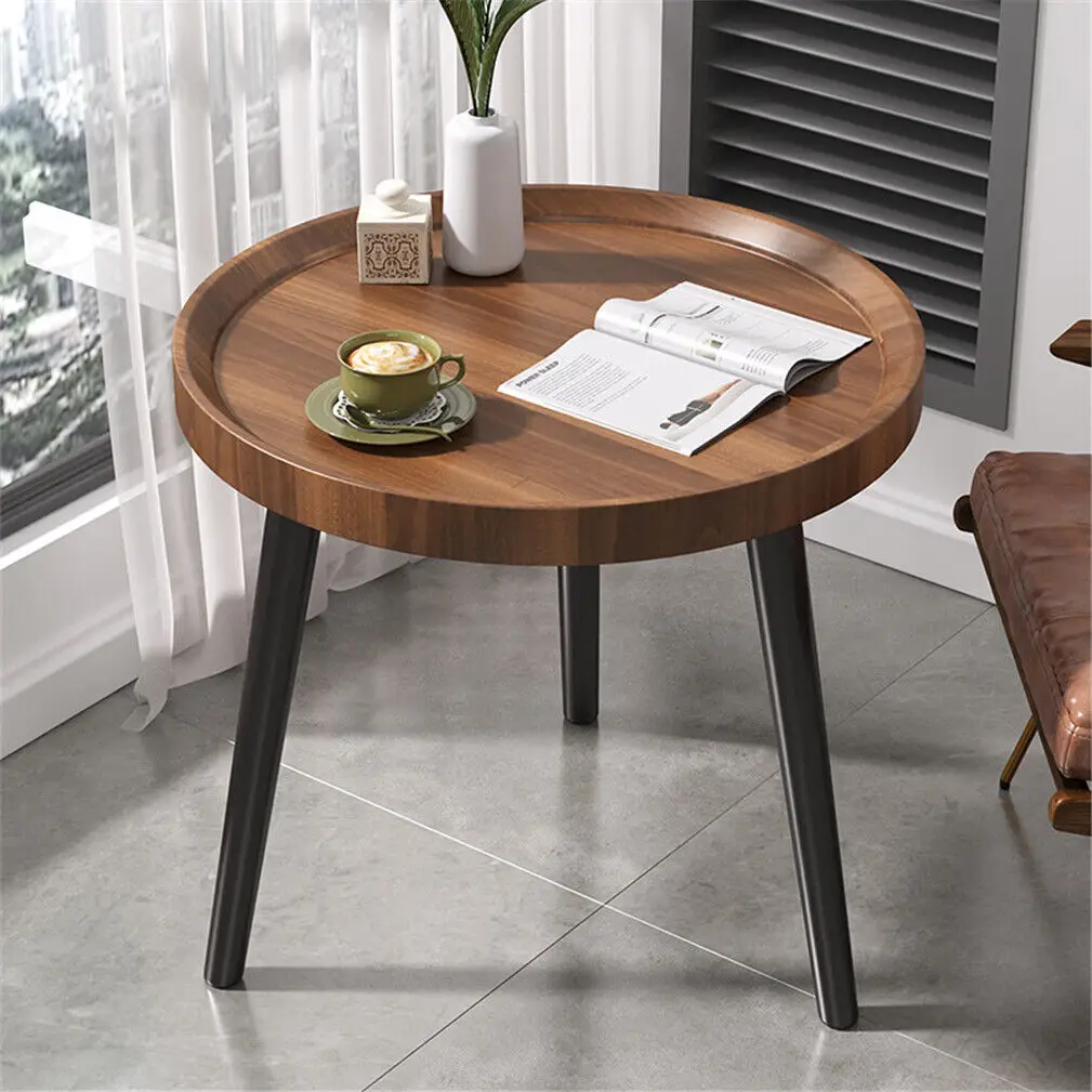 LUVODI Small Irregular Drop-Shaped Coffee Table Set Solid Wooden 2-in-1 Sofa Side End Table with Triangle Legs for Living Room — view 4