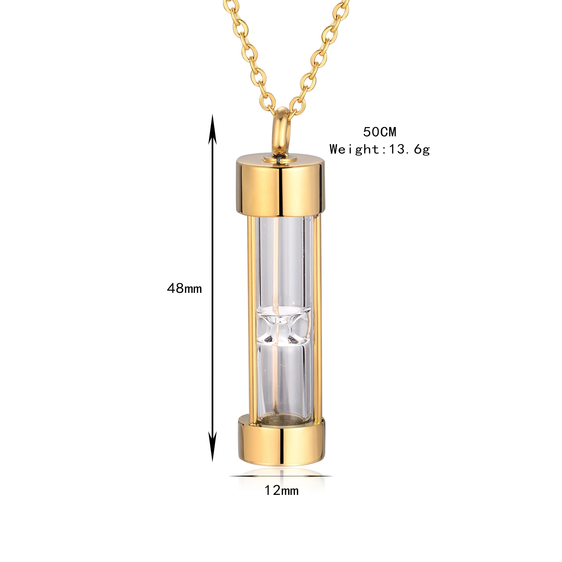 Collana con ciondolo a forma di clessidra in acciaio inossidabile per