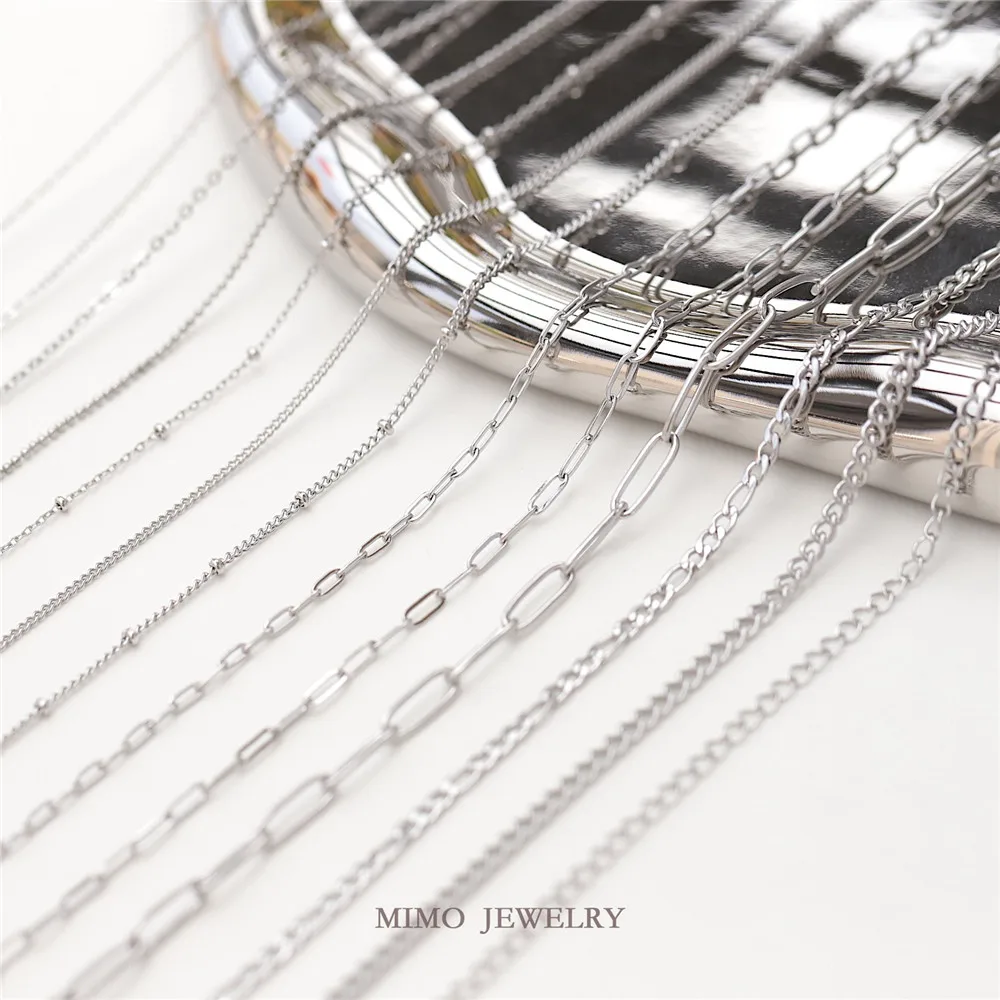 Titanium Steel Plated 18K Gold Loose Chain Wave Bead Chain DIY Bracelet Necklace Accessories M-029