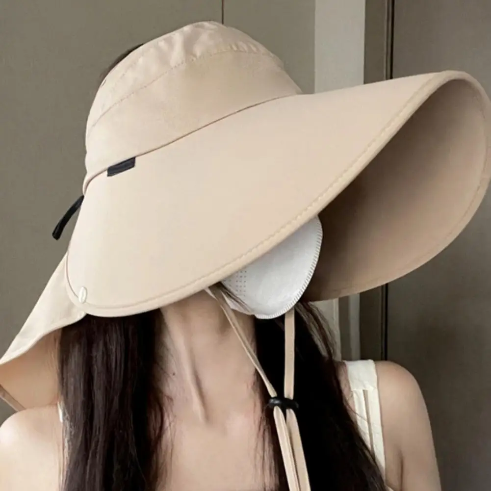 13cm Women UV Protection Hat With Neck Flap Breathable Summer UPF 50+ Wide Brim Hat Outdoor Beach Hiking Fishing Hollow Top