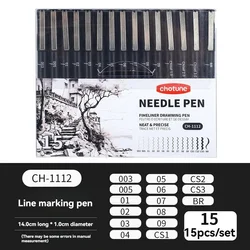 Waterproof Archival Ink Fine Point Black Micro Pens - 15 Sizes for Artistic Illustration and Technical Drawing (15Pcs Set)