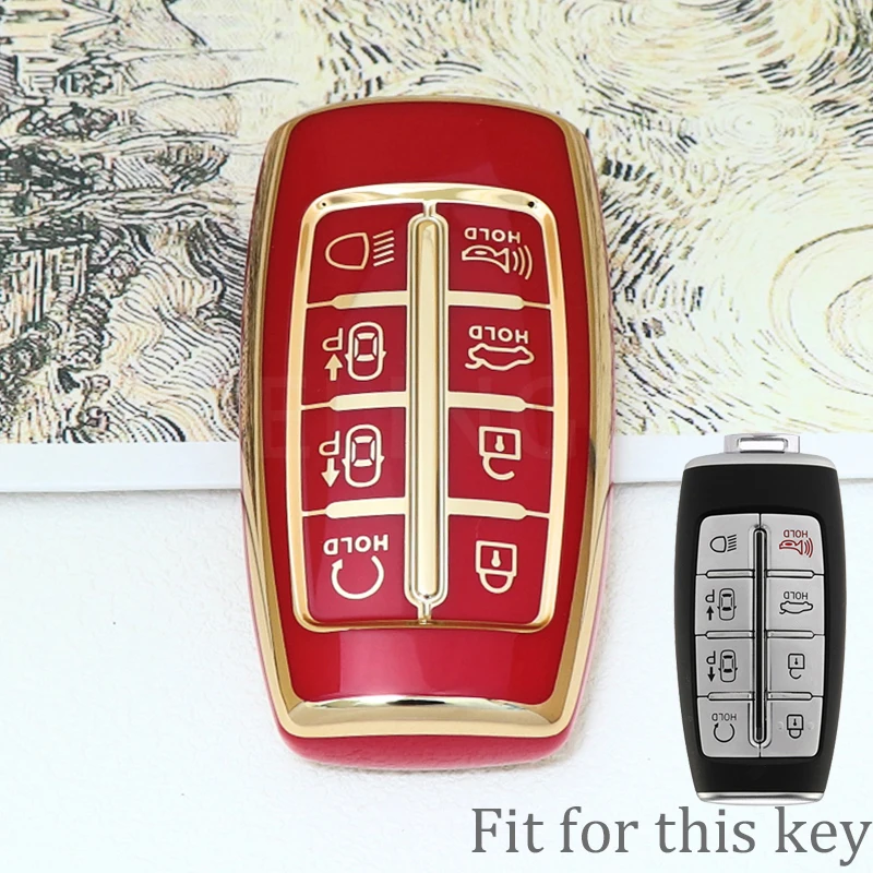 Premium TPU Car Key Case Cover with Keychain - 8-Button Protection and Style Accessory