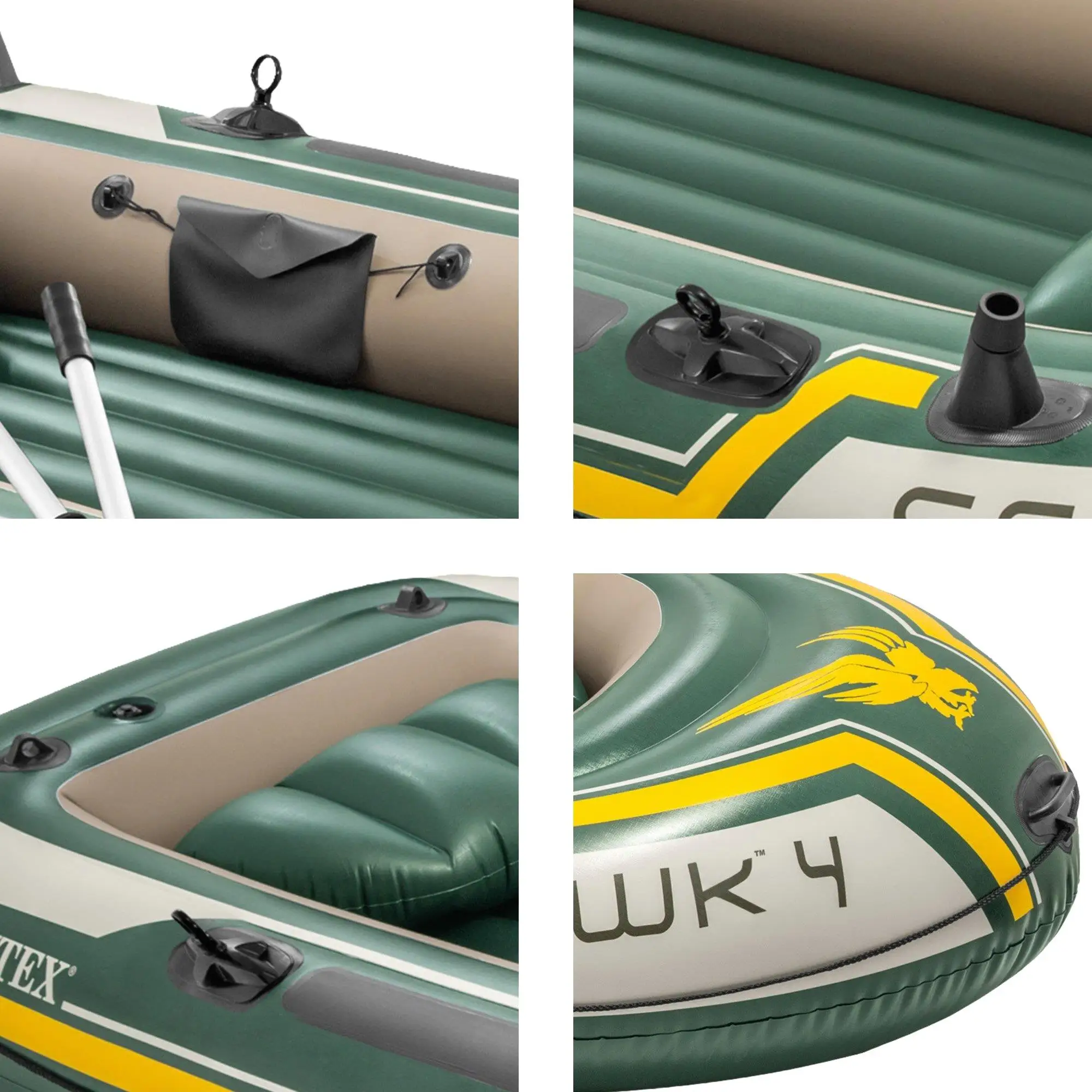 Intex Seahawk 4-Person Inflatable Boat Set with Paddle and Pump
