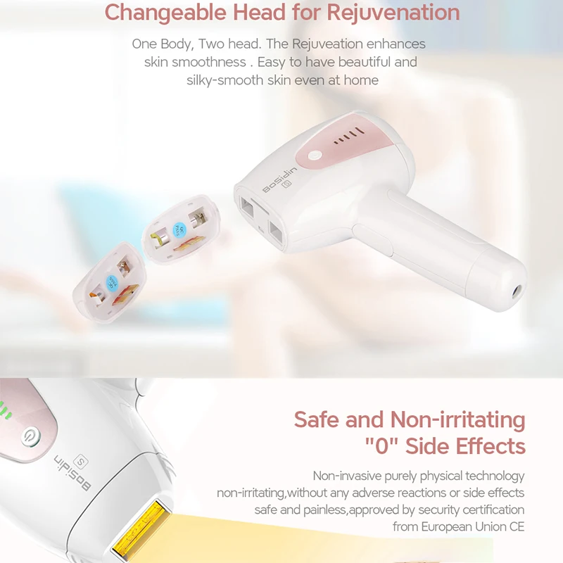 Epilatore elettrico 2 in 1 con luce pulsata (IPL), permanente e indolore, ideale per la zona bikini. Lampada sostituibile._voghion.com