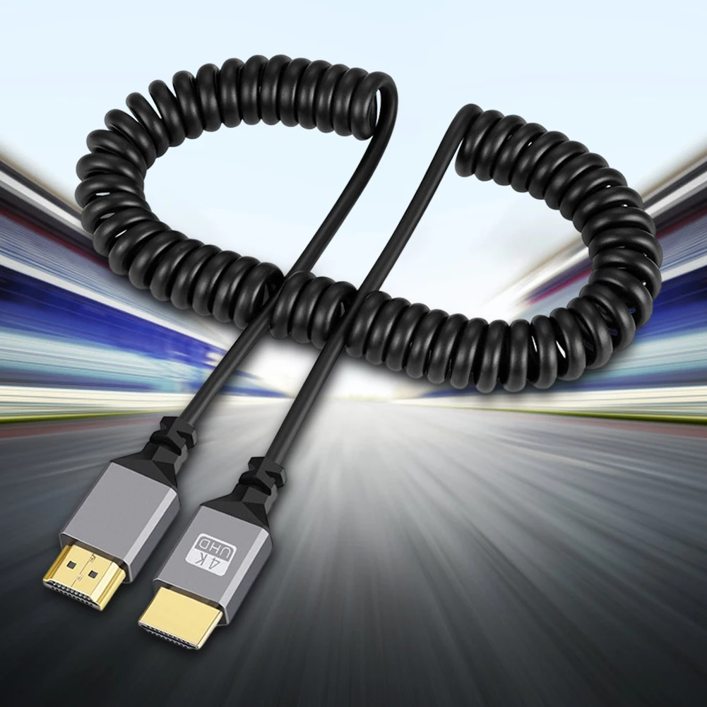 수-수 용수철 케이블, HD, 미니 HD, 마이크로 HD 포트, HDMI2.0 호환, 멘탈 용수철 케이블, 플러그 앤 플레이, 카메라용 4K 1080P