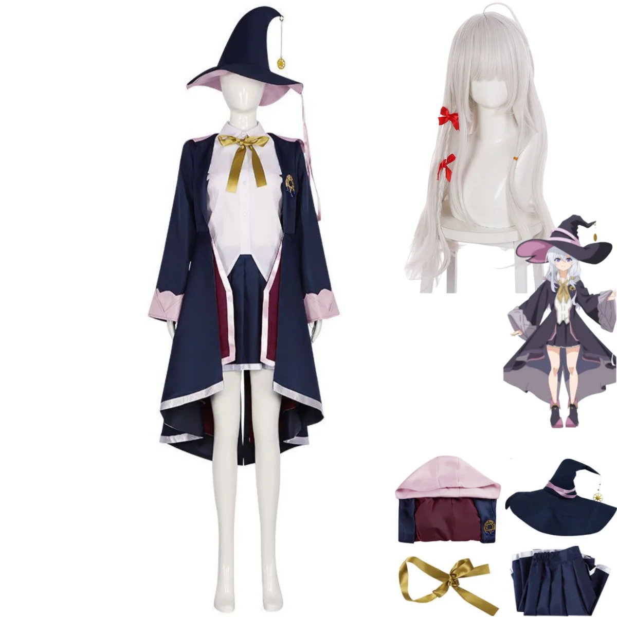 

Anime Wandering Witch: The Journey of Elaina Cosplay Costume Wig Magic Robe Cloak Woman Kawaii Christmas Masquerade Ball Suit