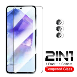 Dual Function Camera and Screen Protector - Tempered Glass Shield - Samsung A15 5G (2in1 1Front 1Camera)