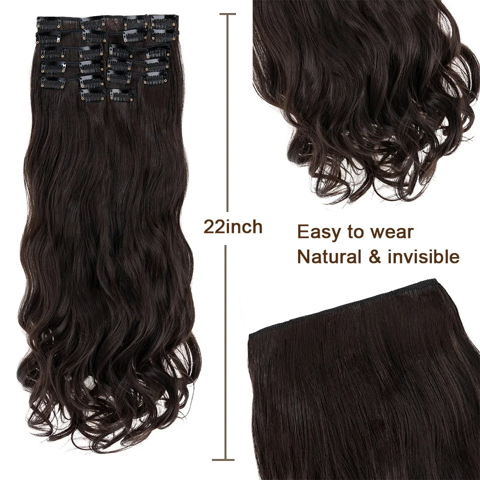 BENEHAIR 180g 12PCS Wavy Clip in Hair Extensions 22