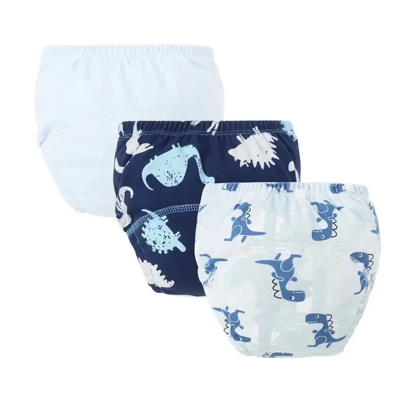 3 pz/lotto pantaloni per pannolini per bambini in cotone pantaloni da allenamento per bambini cartoni animati stampati pannolini riutilizzabili biancheria intima per neonato traspirante - immagine 5