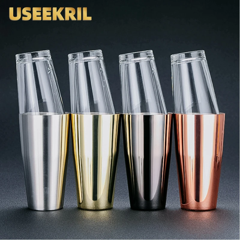 4 Di Colore Diverso In Acciaio Inox Boston Shaker Bar Shaker 16 Oz & 25 Oz Con La Ricetta Di Miscelazione Di Vetro Kit