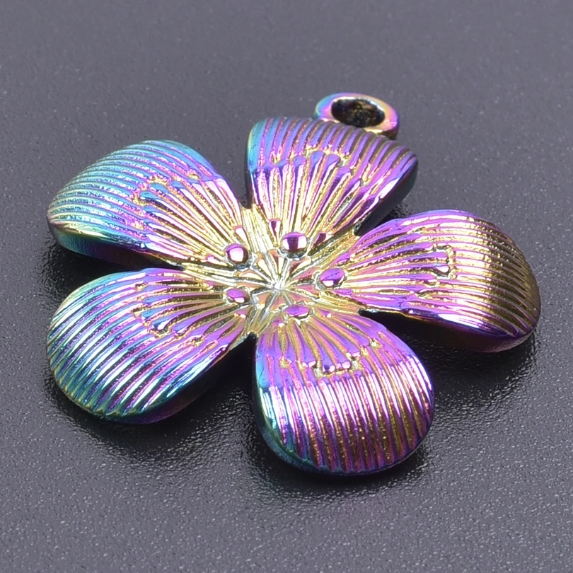 Vibrant Maple Leaf & Tulip Stainless Steel Charms