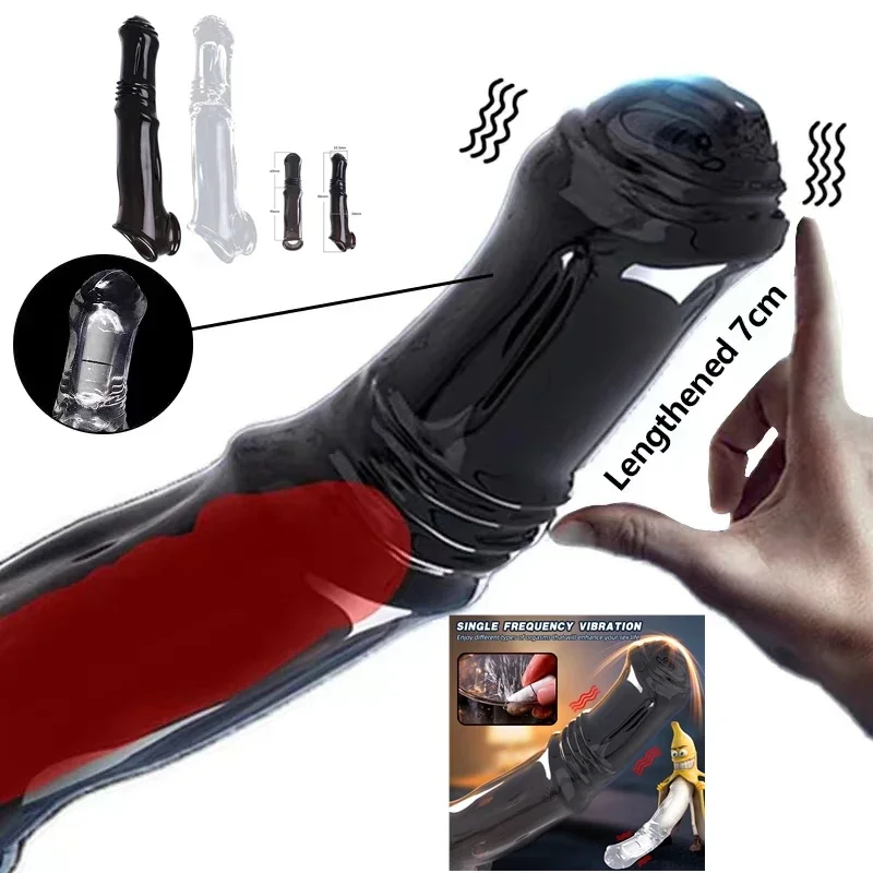Penis Extender Sleeve Erwachsene Sexy Cock Ring Wiederverwendbare Kondom Verzögerte Ejakulation Paare Keuschheit Käfig Penis Sex Spielzeug für Männer 1