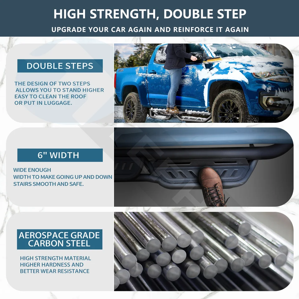 6.5" Running Boards For Ford F150 2009-2014 Super Cab, Side Steps For F150 Pair Running Boards Super Ca