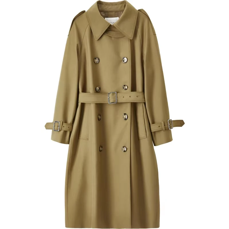 SENTUBILA Women's Belted Trench Coat Elegant Long Windbreaker