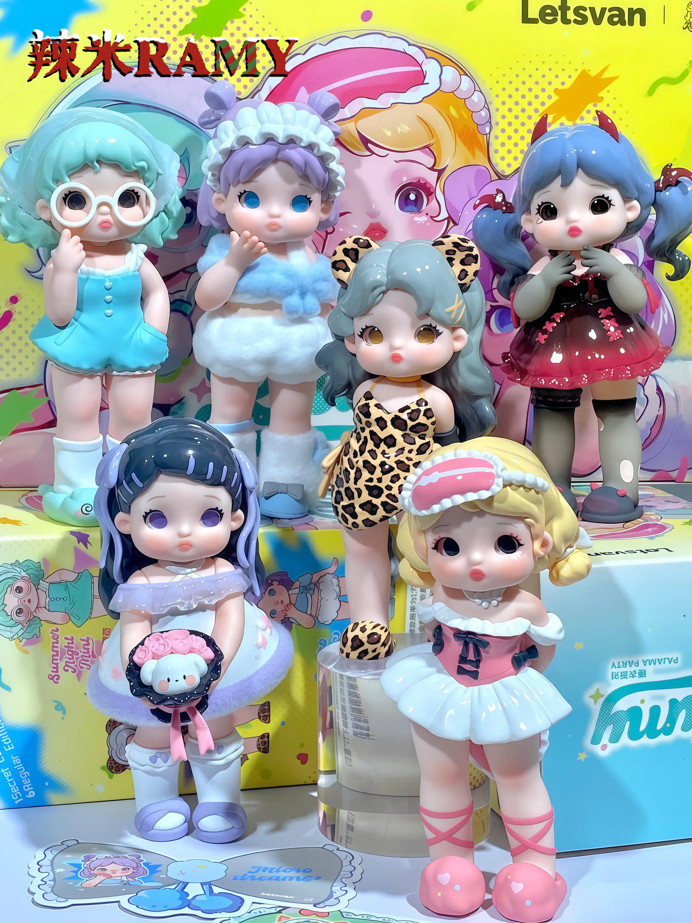 Pajama Party フィギュアボックス 4個入り Genuine Letsvan Ramy Pajama Party Series Blind Box Mystery Box