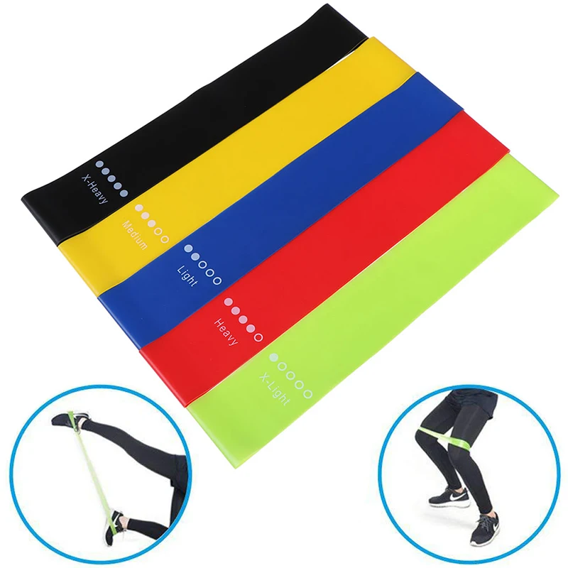 Yoga Resistance Rubber Bands Indoor Outdoor Fitness Equipment 0.35mm-1.1mm Pilates Sport Training Workout Elastic Bands 5 Colors fitness resistance band fitness accessories