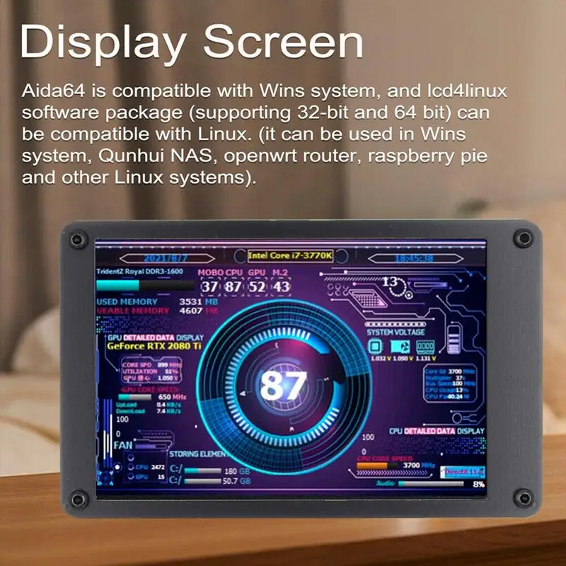Computer Temp Monitor 3.5inch Small Secondary Display For Computers AIDA64 USB Mini Screen For CPUs RAMs HDDs Data Monitoring