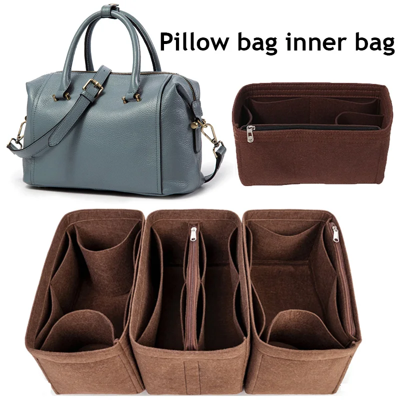 Free Silk Scarves Fashion Felt Women Bag Make Up Large-Capacity Tote Bag  Insert Purse Organizer Bags Handbag Solid Color